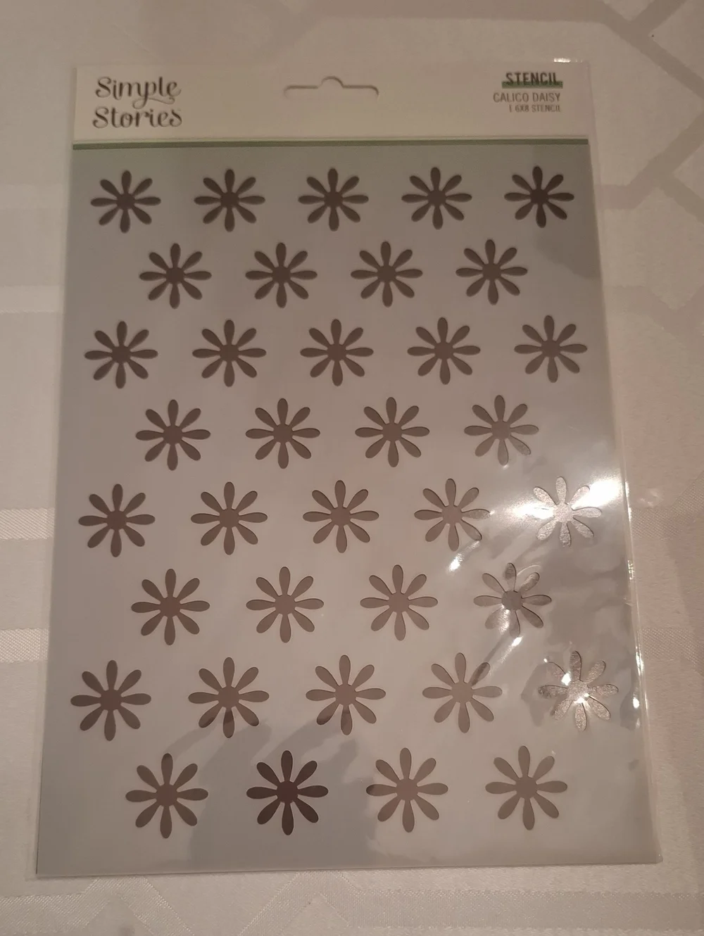 Calico Daisy Stencil  By Simple Stories- White Daisy Pattern Stencil